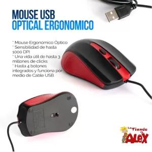 MOUSE USB OPTICAL ERGONOMICO