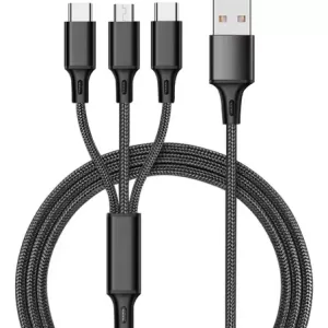 Cable de Datos 3 en 1 Blanco y Negro
