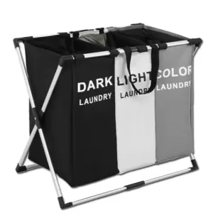 Bolsa De Lavandería Doméstica Z Rack De Aluminio Con Tres Co Color Negro