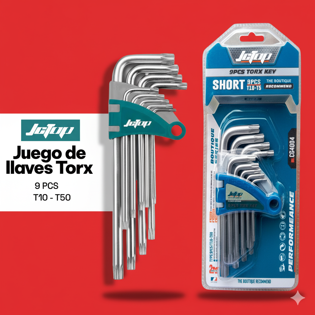 Juego de 9 Llaves Torx (Estrella) Cortas JgTup (T10-T50)
