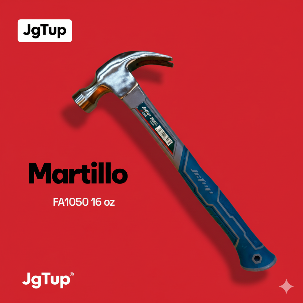 Martillo de Uña Curva JgTup de 16 oz (Mango de Fibra de Vidrio)